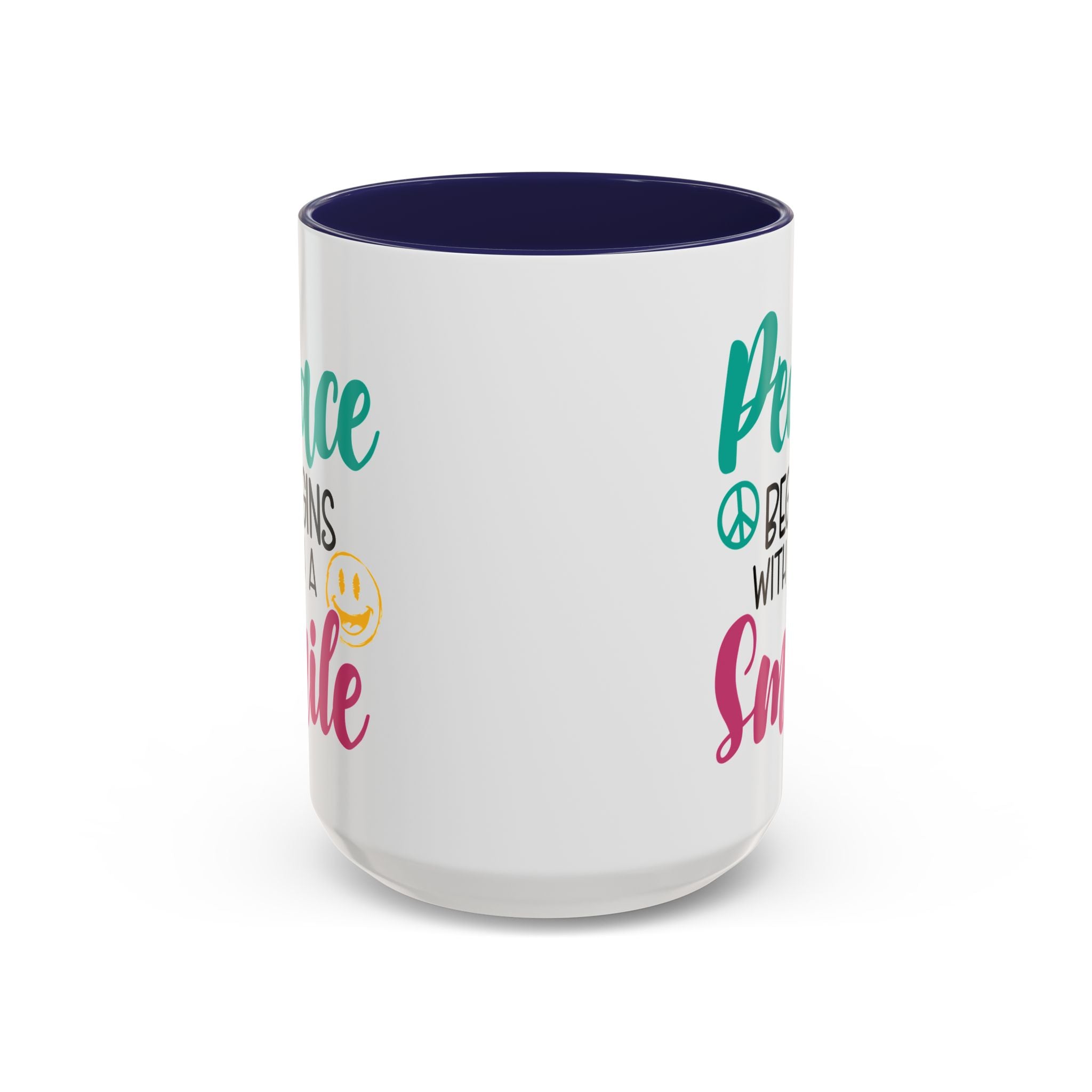 Inspirational Peace Coffee Mug - "Peace Begins with a Smile" - 11oz & 15oz