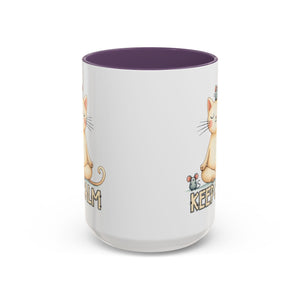 Serene Cat Coffee Mug, Funny Pet Lover's Gift, Cute Keepsake for Relaxation, Relaxing Drinkware, Quirky Home Decor