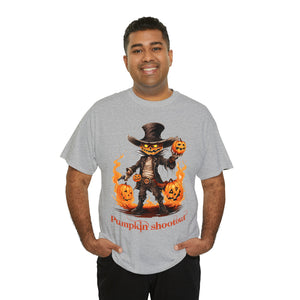 Halloween t shirt pumpkin western style shootout funny fall fun scary stocking stuffer for whole family  cotton tee