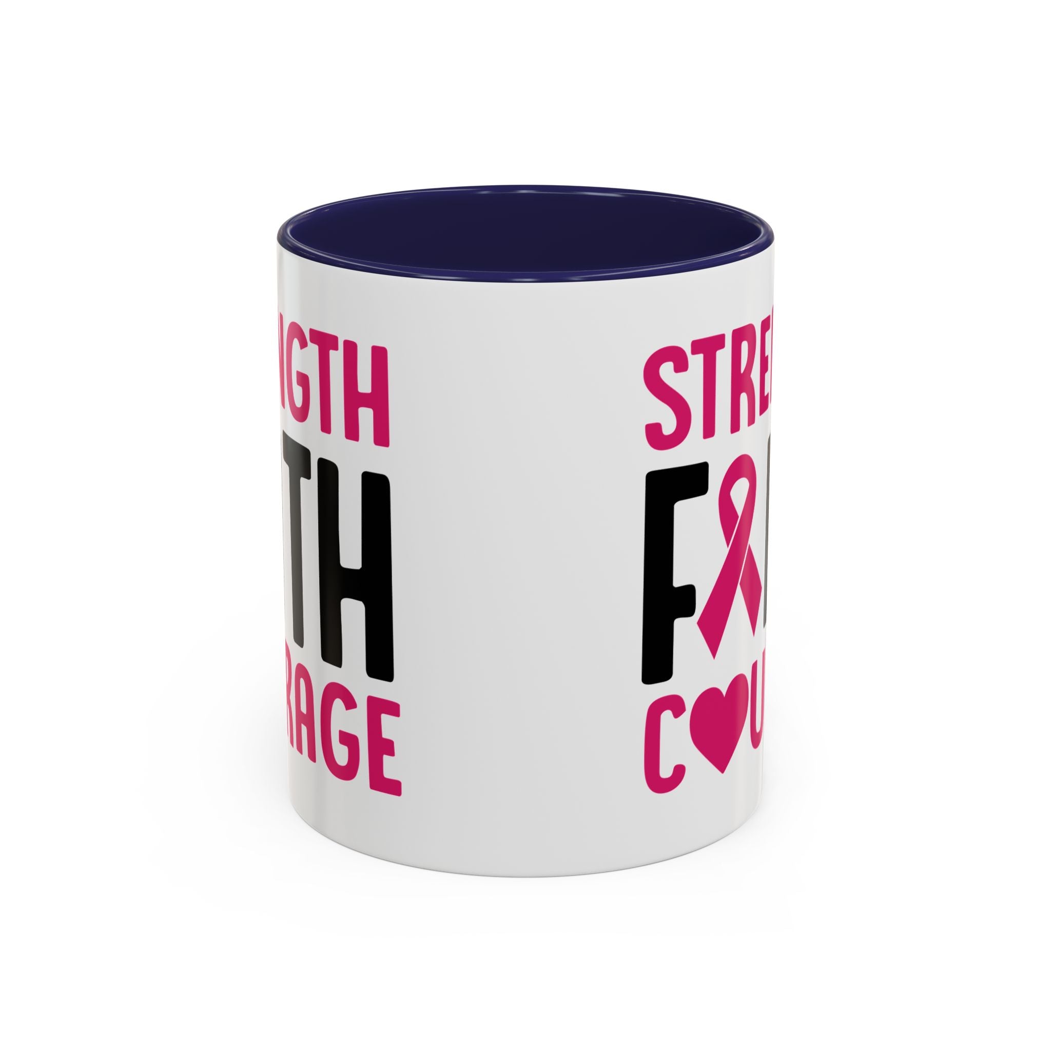 Inspirational Coffee Mug: Strength, Faith, Courage - Gift for Survivors, Awareness Events, Supportive Home Decor, Encouragement