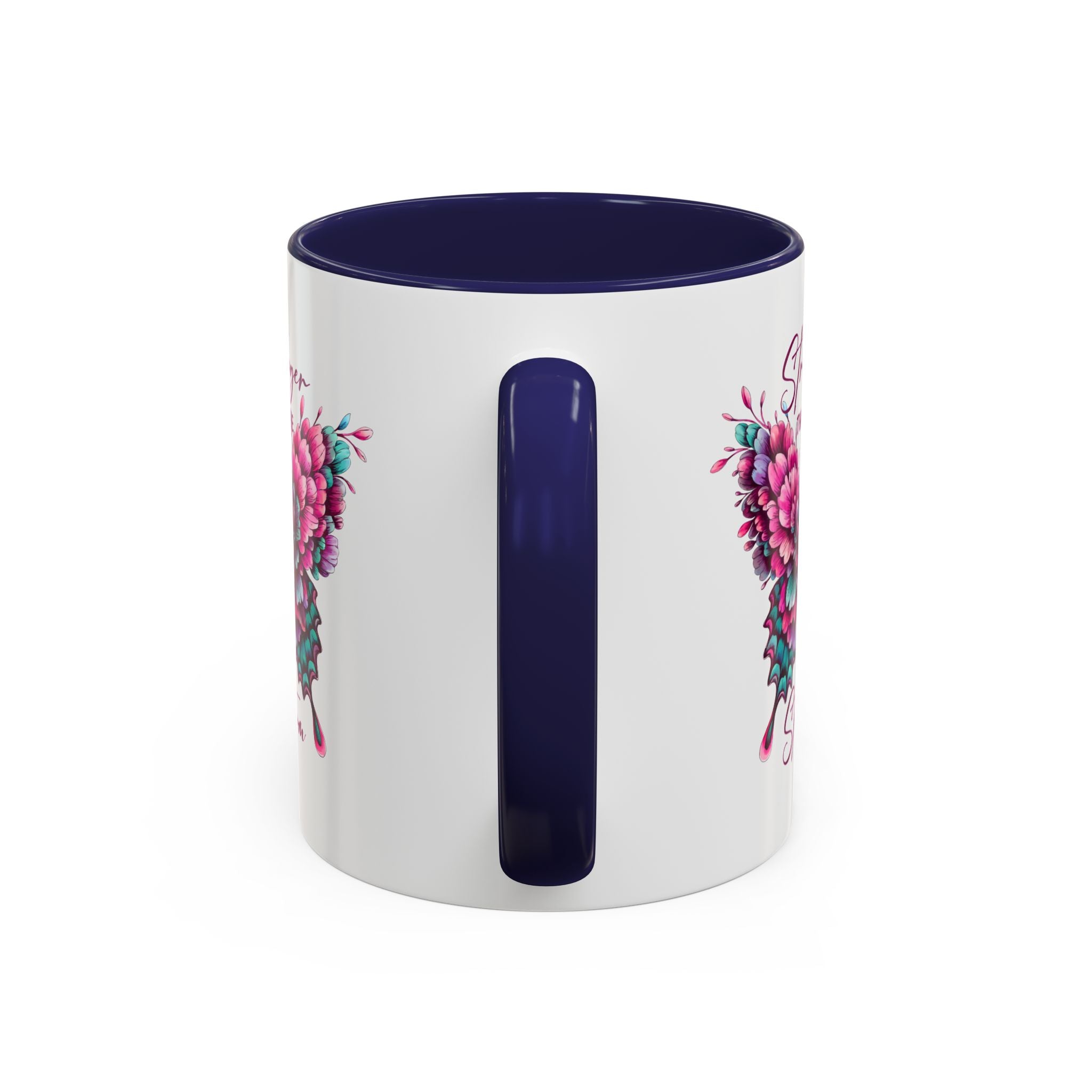 Stronger Than The Storm Accent Coffee Mug - Inspirational Butterfly Design