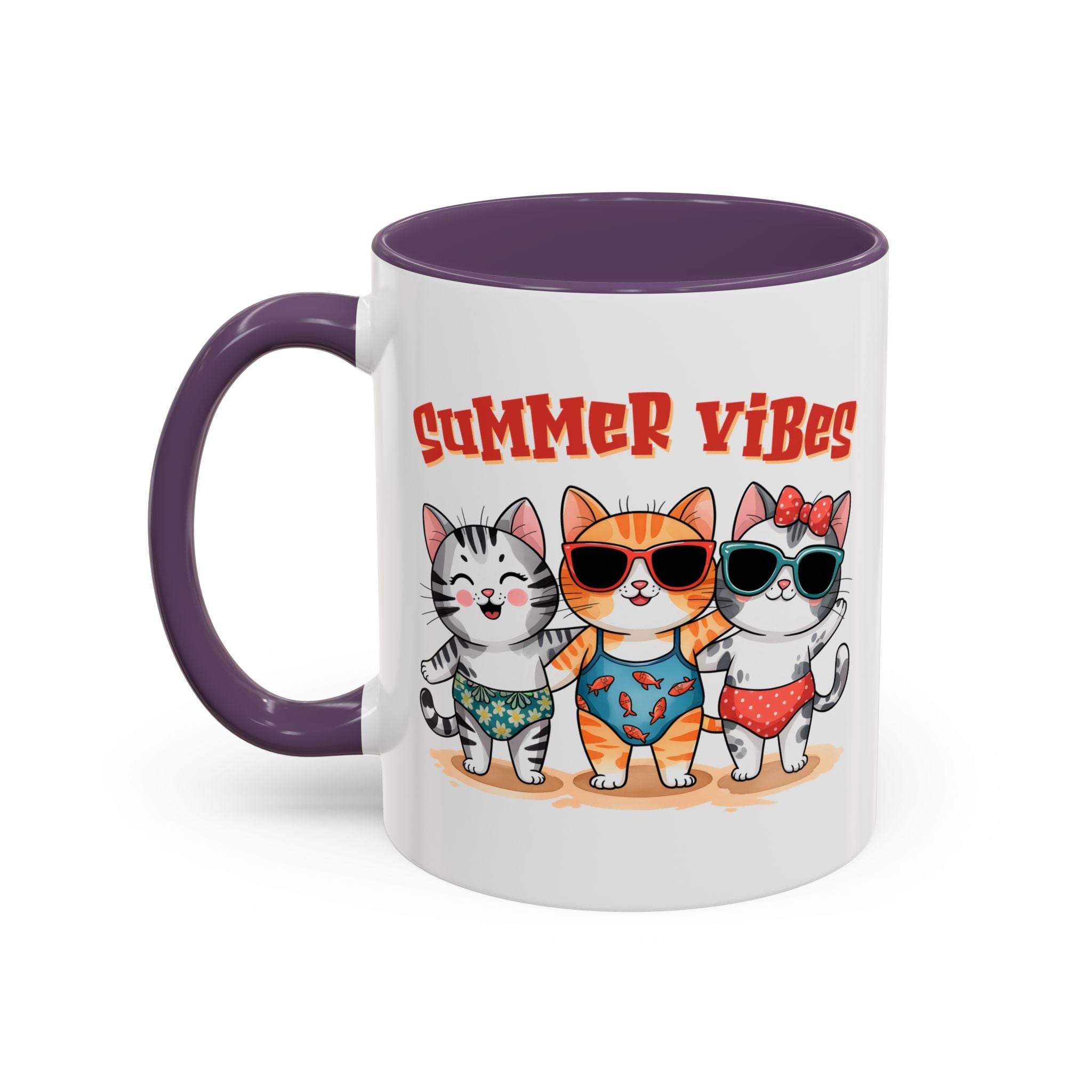 Summer Vibes Cat Coffee Mug - Fun Accent Mug for Cat Lovers