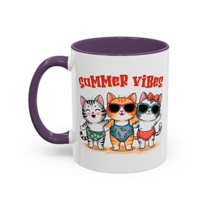Summer Vibes Cat Coffee Mug - Fun Accent Mug for Cat Lovers