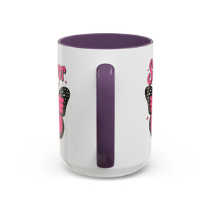 Survivor Butterfly Coffee Mug, Inspirational Gift, Pink Ribbon Mug, Breast Cancer Awareness, Empowerment Cup, Motivational Drinkware