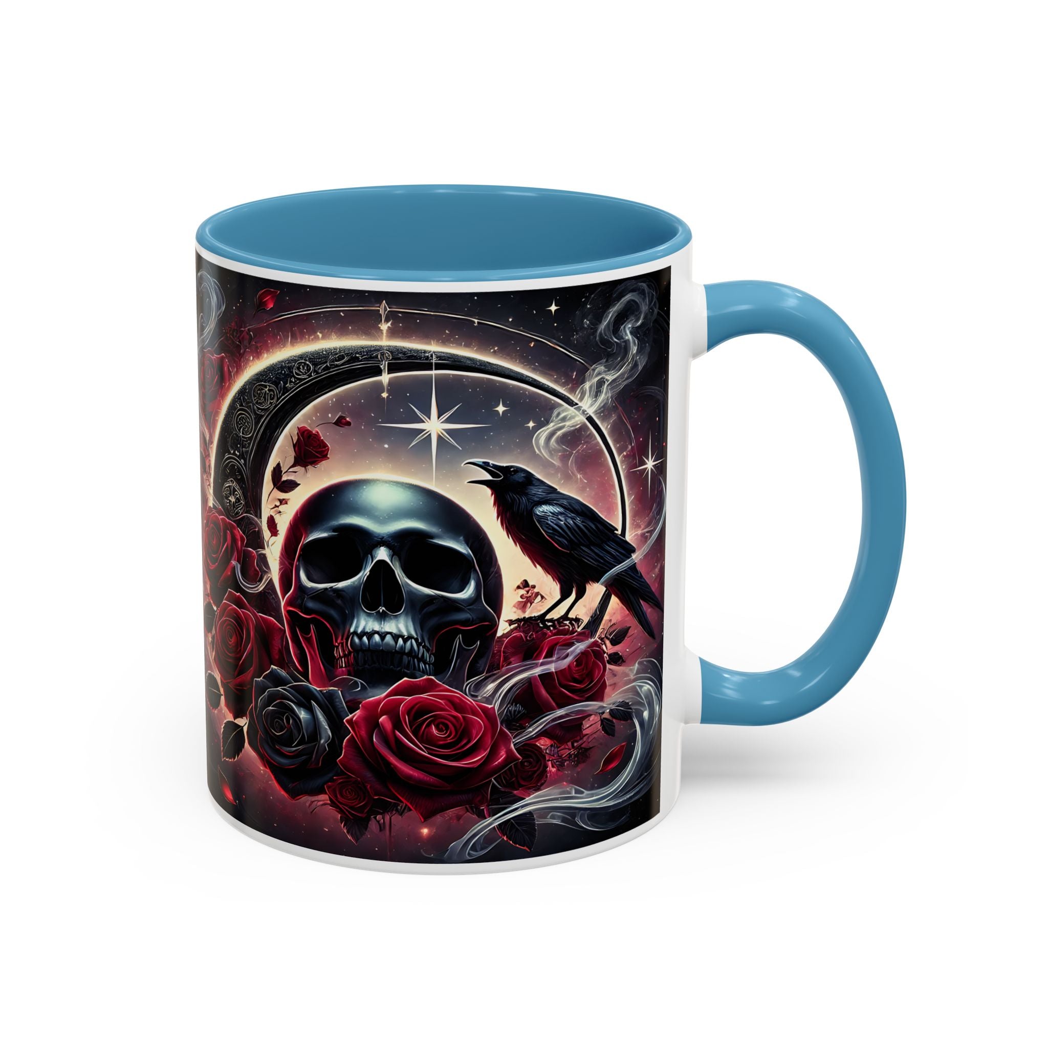 Skull & Raven Accent Coffee Mug — Gothic Roses 11/15oz