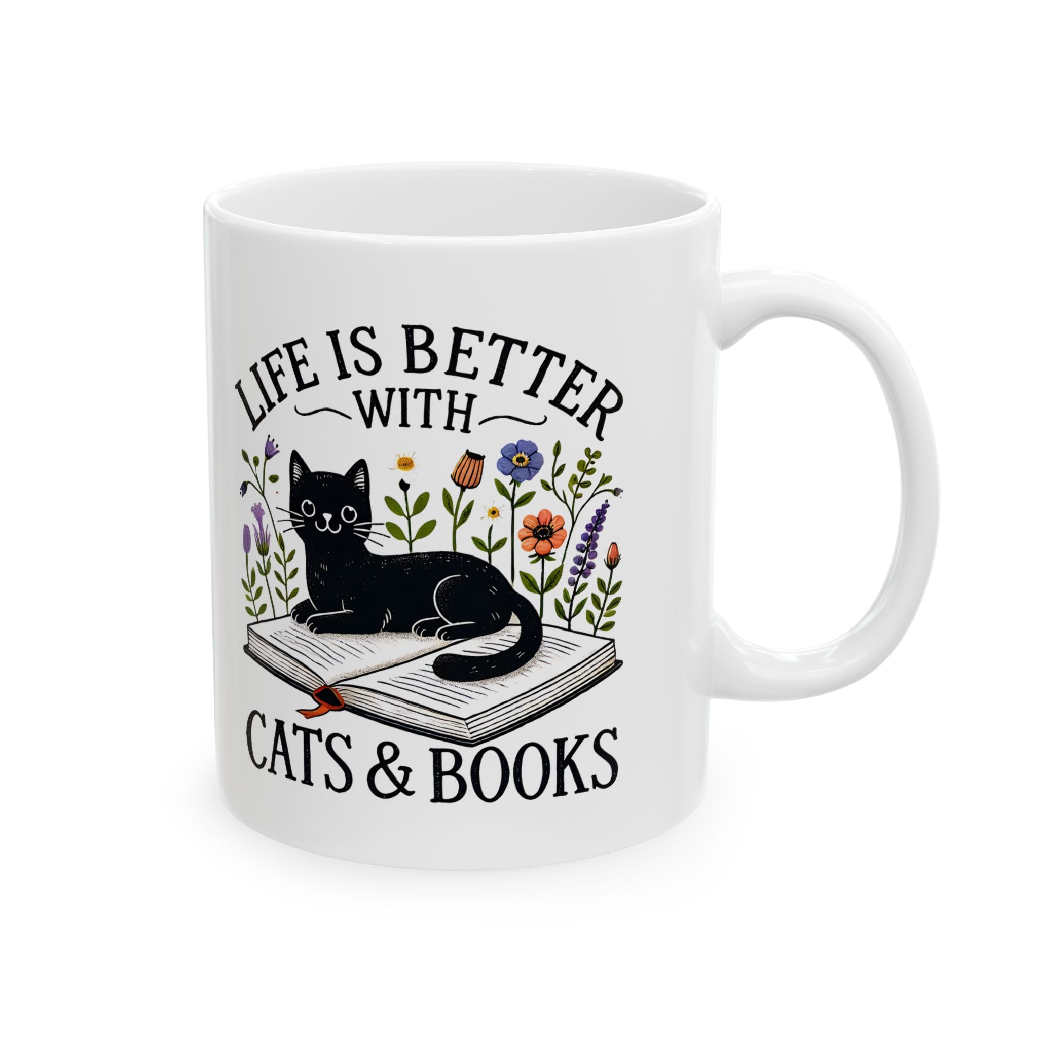 Cat Lover coffee Mug, Book Lover Gift, Cute Cat Mug, Cozy Tea Cup, Cat-Themed Coffee Mug, Reading Lover Gift