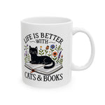 Cat Lover coffee Mug, Book Lover Gift, Cute Cat Mug, Cozy Tea Cup, Cat-Themed Coffee Mug, Reading Lover Gift