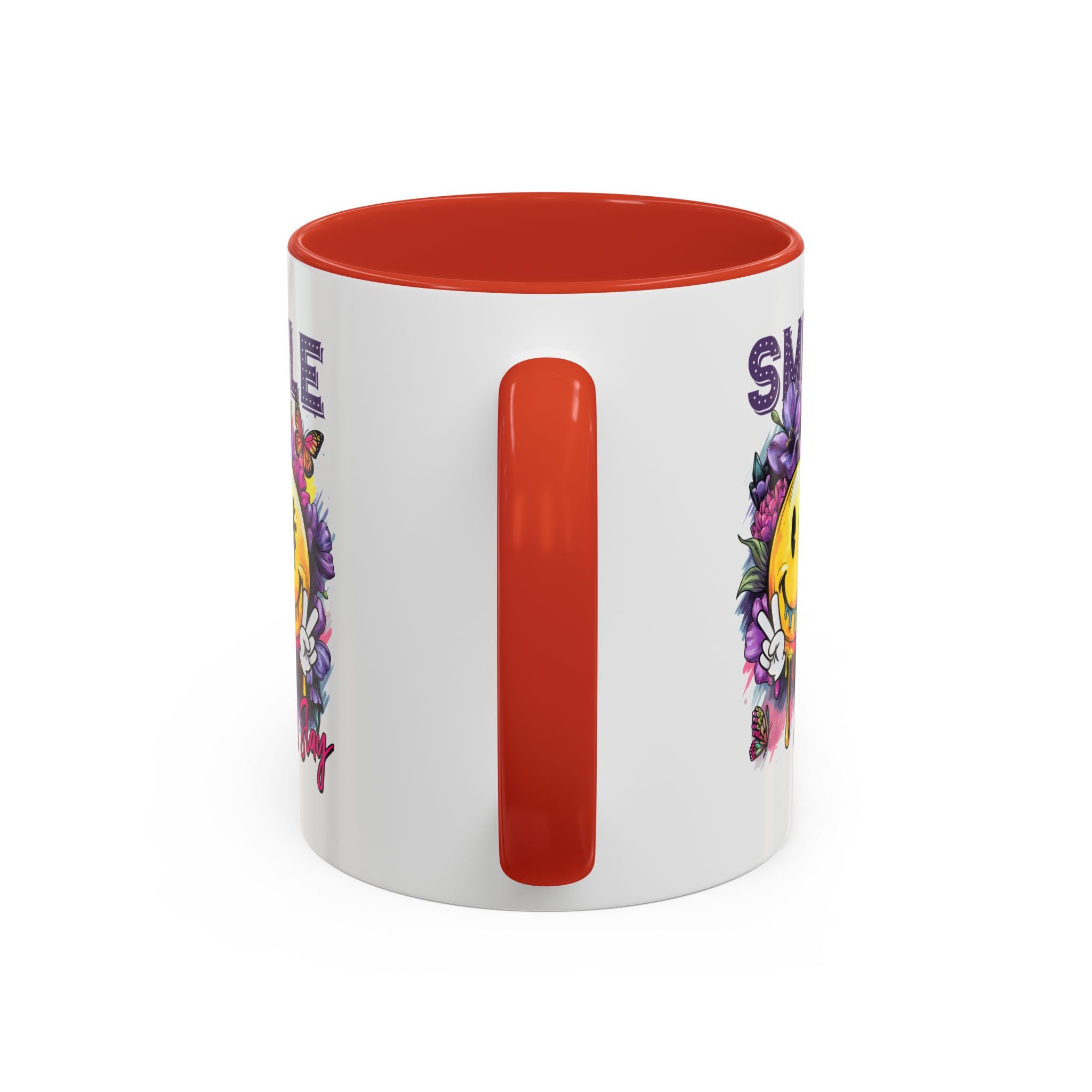 Smile Stay Accent Coffee Mug - Vibrant Floral Design for Positive Vibes