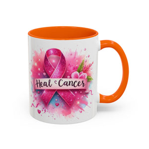Pink Ribbon Healing Coffee Mug | Support Cancer Awareness | Inspirational Gift | Breast Cancer Support | 11oz & 15oz Options