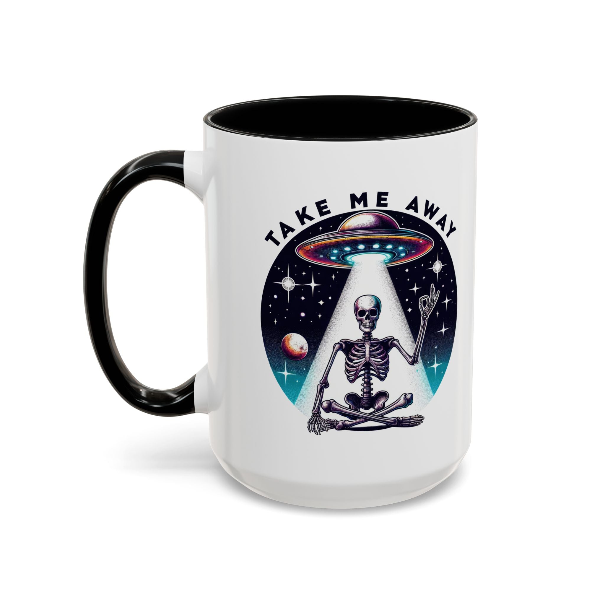 Galactic Skeleton Coffee Mug, Take Me Away Mug, Space-Themed Mug, Unique Gift for alien Lovers, Sci-Fi Cafe Mug