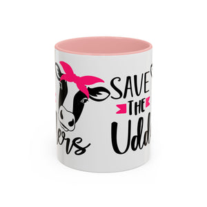 cancer awareness Cute Cow Mug - Save the Utters Coffee Cup, Gift for Animal Lovers,  Mug, Unique Birthday Gift