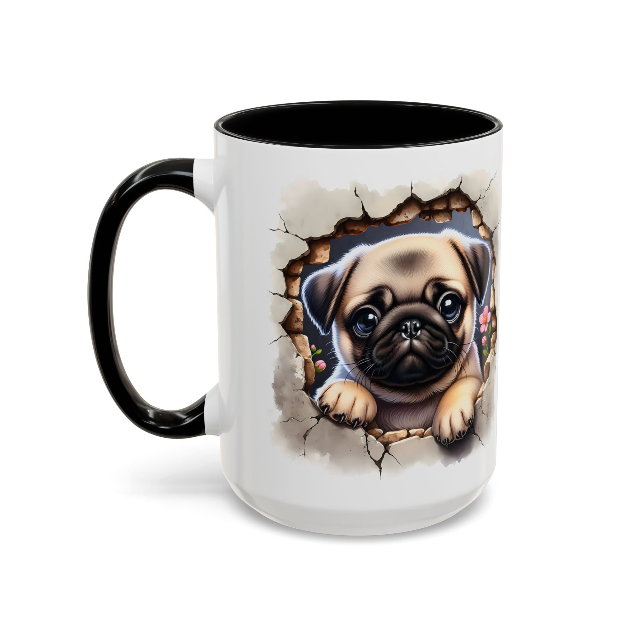 Pug In A Wall Coffee Mug - Cozy Ceramic Cup for Dog Lovers - Cute Pet Gift for Birthdays, Anniversaries, and Holidays