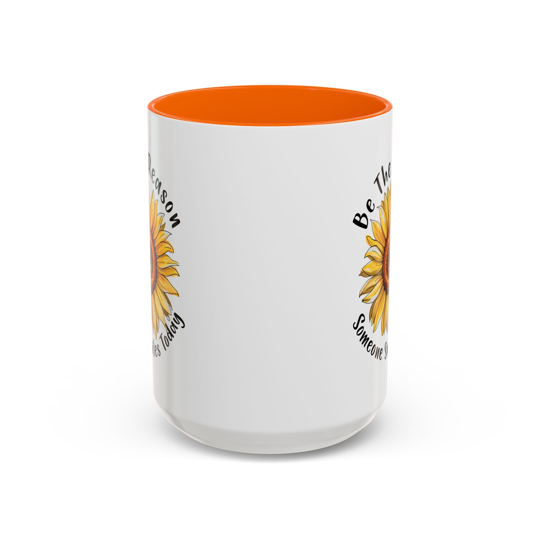 Sunflower Smile Accent Coffee Mug - Cheerful Gift for Friends, Inspirational Mug, 11oz/15oz, Daily Motivation, Brighten Someone's Day