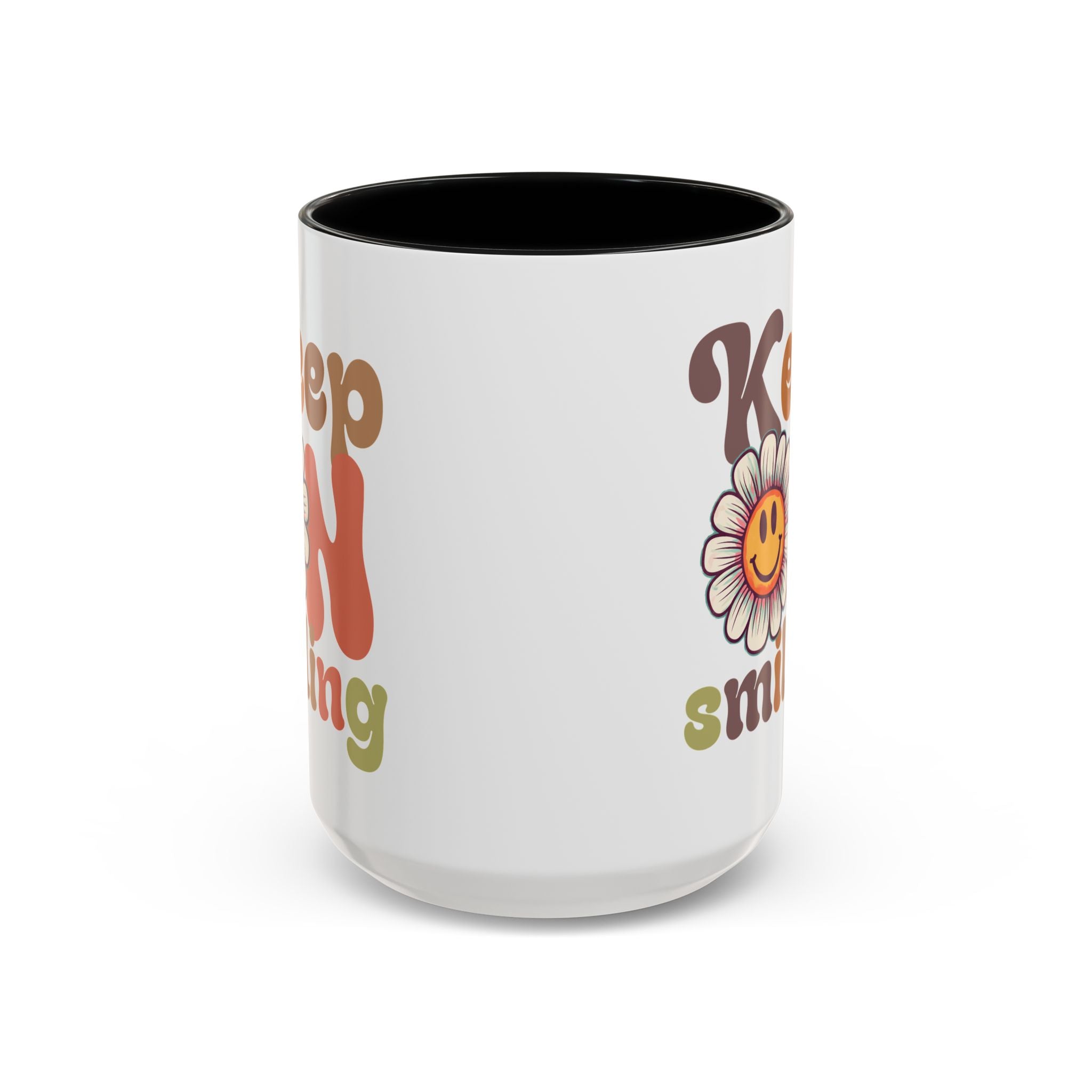 Keep Smiling Floral Coffee Mug - Cheerful 11 & 15oz Accent Mug for Daily Motivation