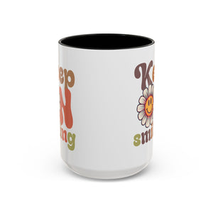 Keep Smiling Floral Coffee Mug - Cheerful 11 & 15oz Accent Mug for Daily Motivation
