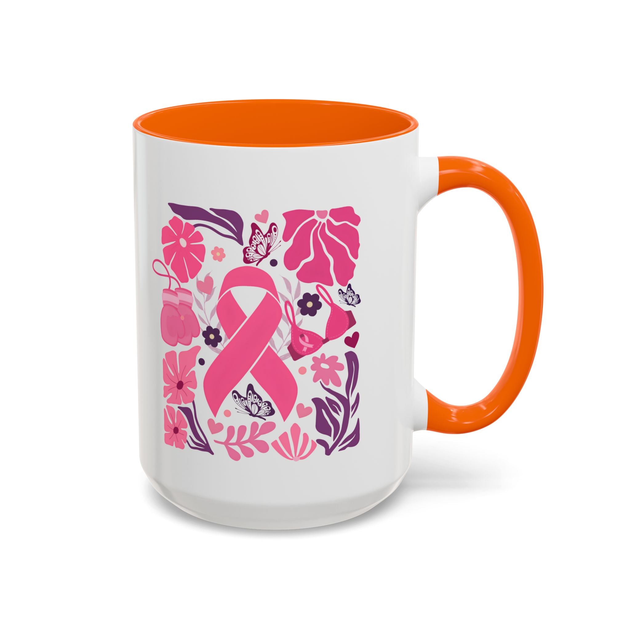 Pink Floral Awareness Coffee Mug, Breast Cancer Awareness Mug, Gift for Her, Supportive Drinkware, Motivational Mug