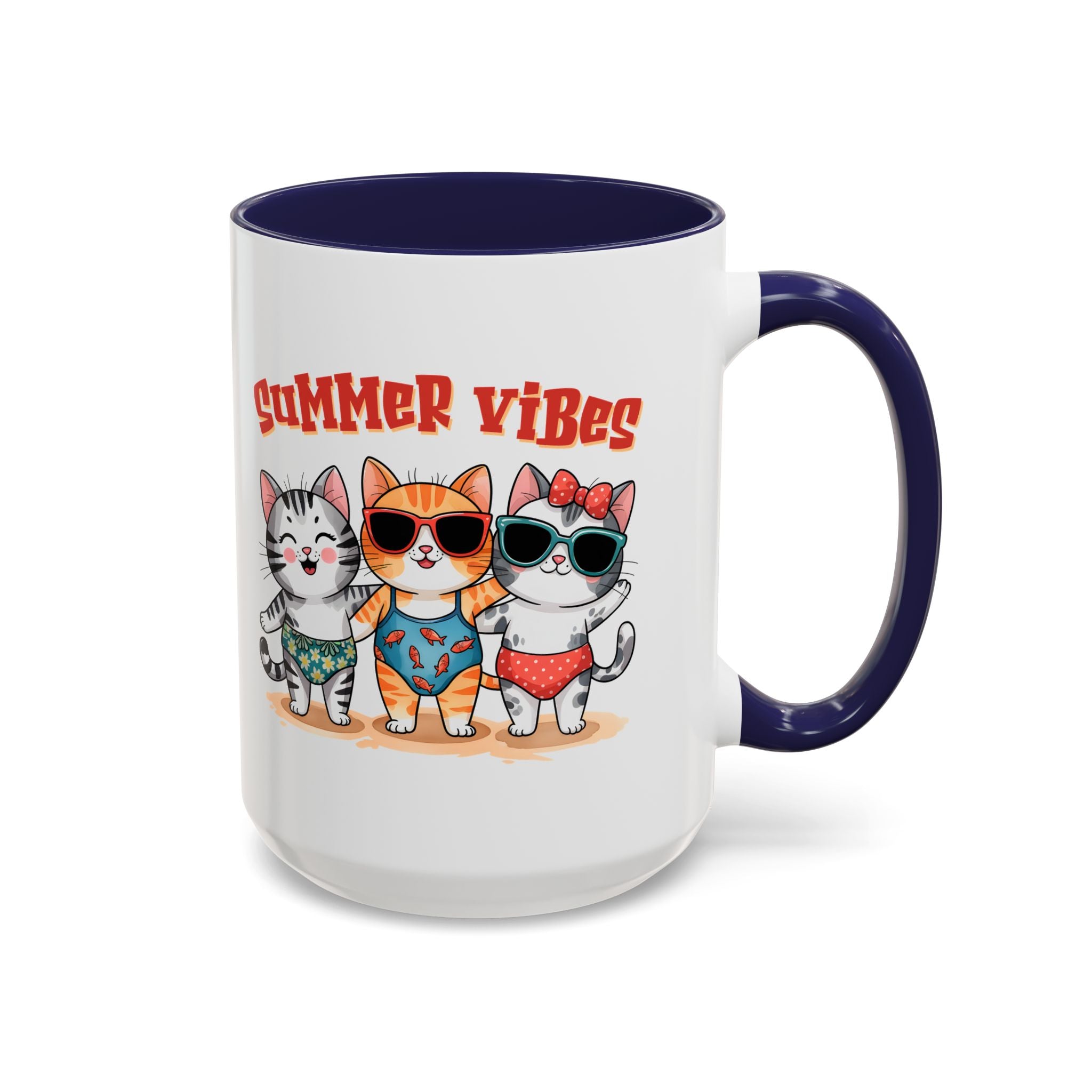 Summer Vibes Cat Coffee Mug - Fun Accent Mug for Cat Lovers