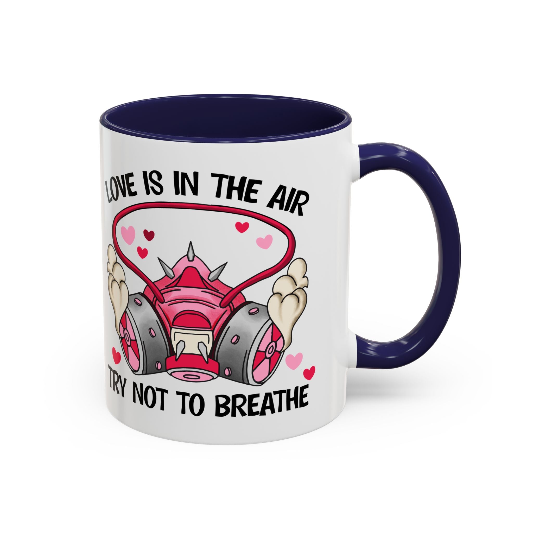 Love Is In The Air Gas Mask Coffee Mug — Funny anti Valentine Gift (11/15oz)
