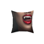 vampire red lips with teeth Spun Polyester Square Pillow