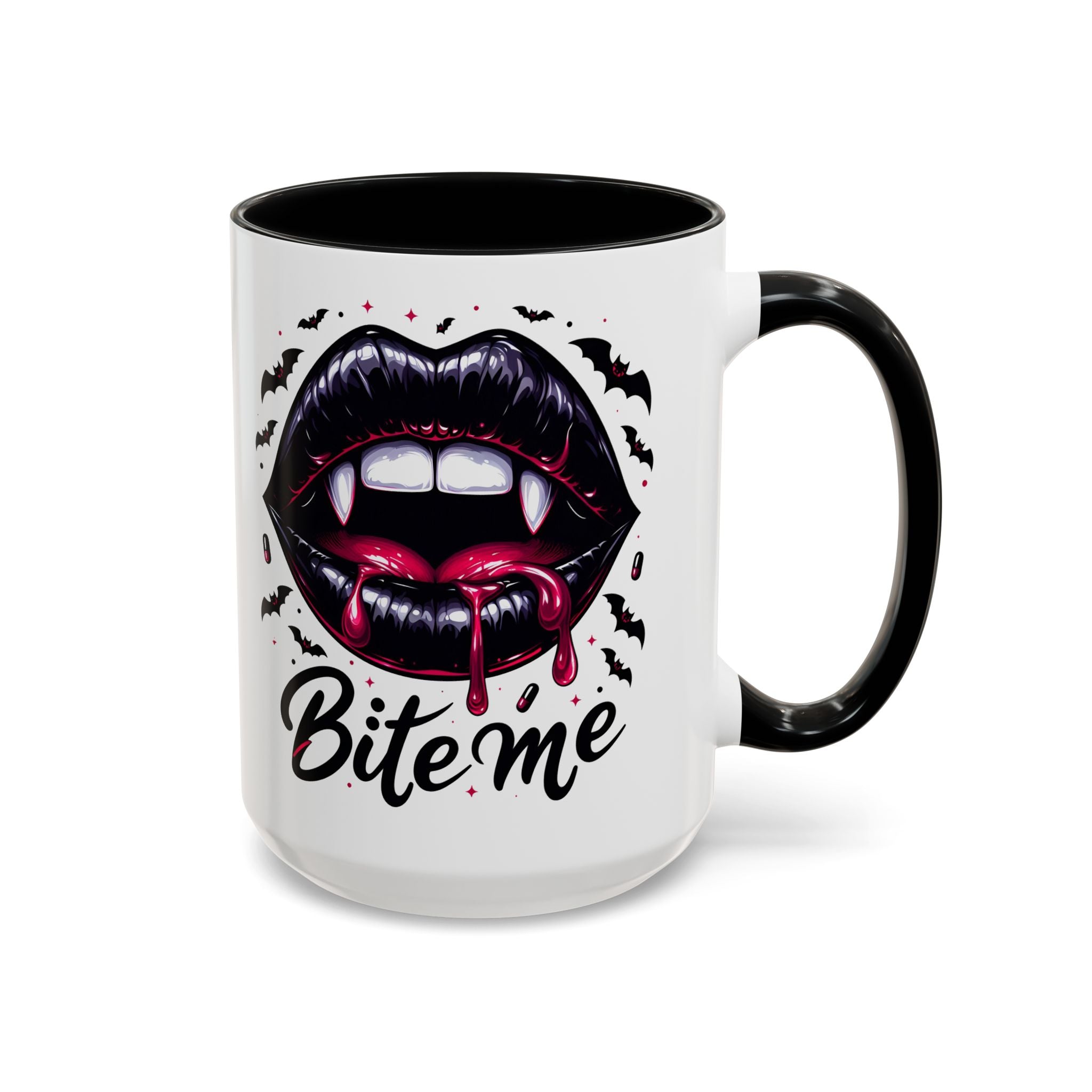 Vampire Themed Coffee Mug - "Bite Me"  halloween bats horror art cup