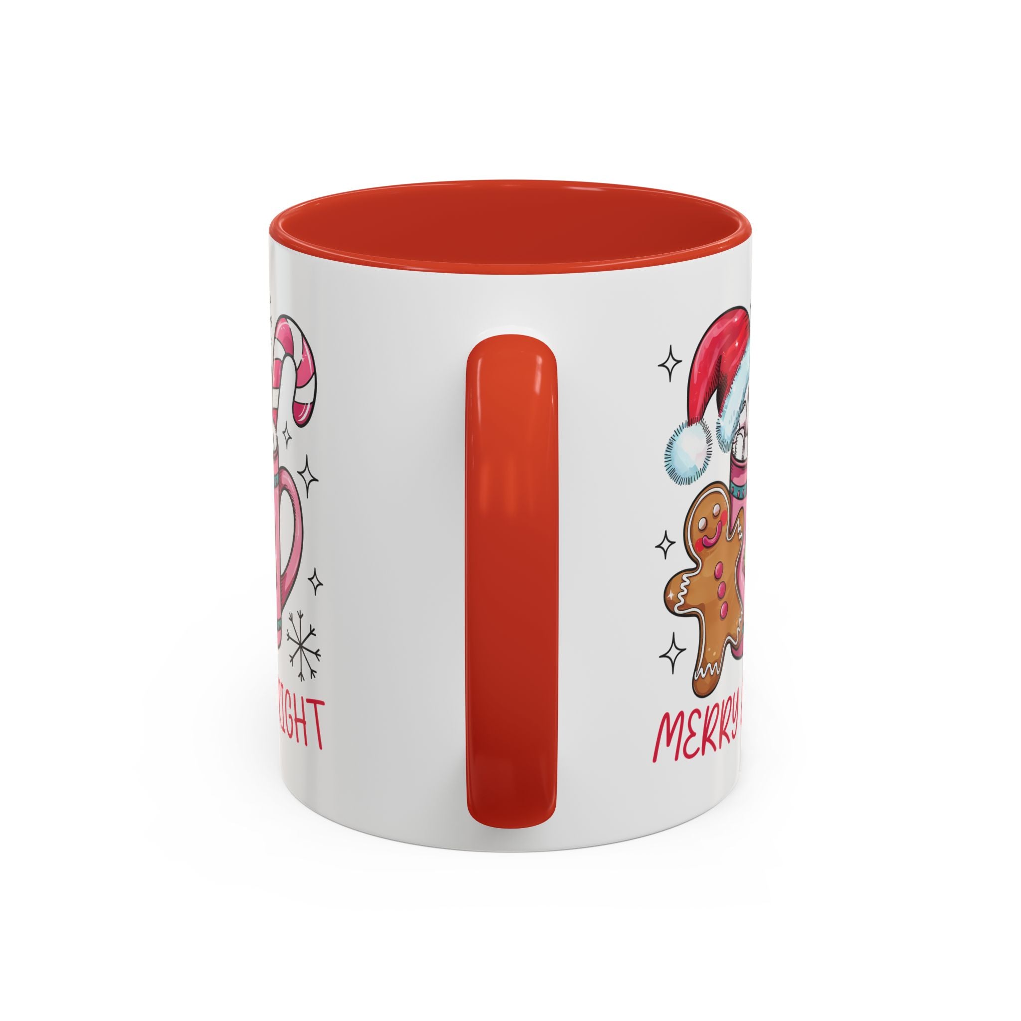 Festive Gingerbread Coffee Mug, Christmas Gift, Holiday Coffee Cup, Merry & Bright Mug, Winter Mug, Hot Chocolate Holder