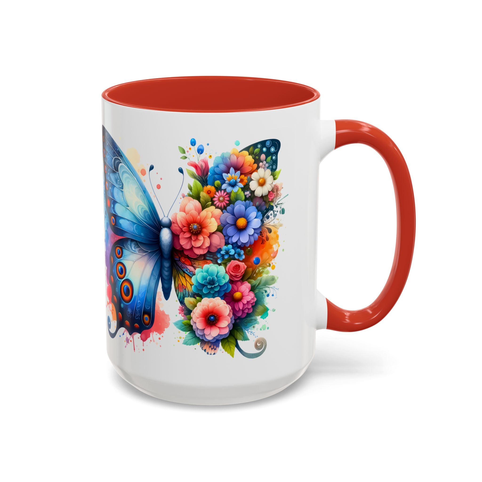 Colorful Floral Butterfly Accent Coffee Mug – Vibrant Artistic 11/15oz nature lover