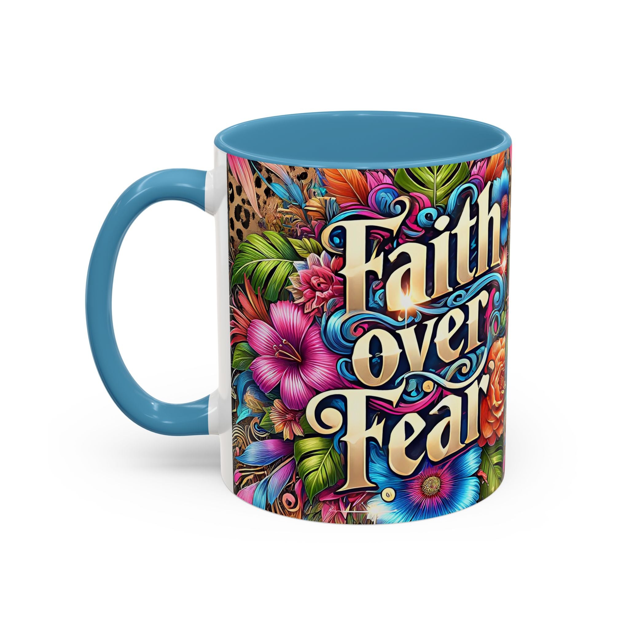 Faith Over Fear Floral Coffee Mug positive mental health