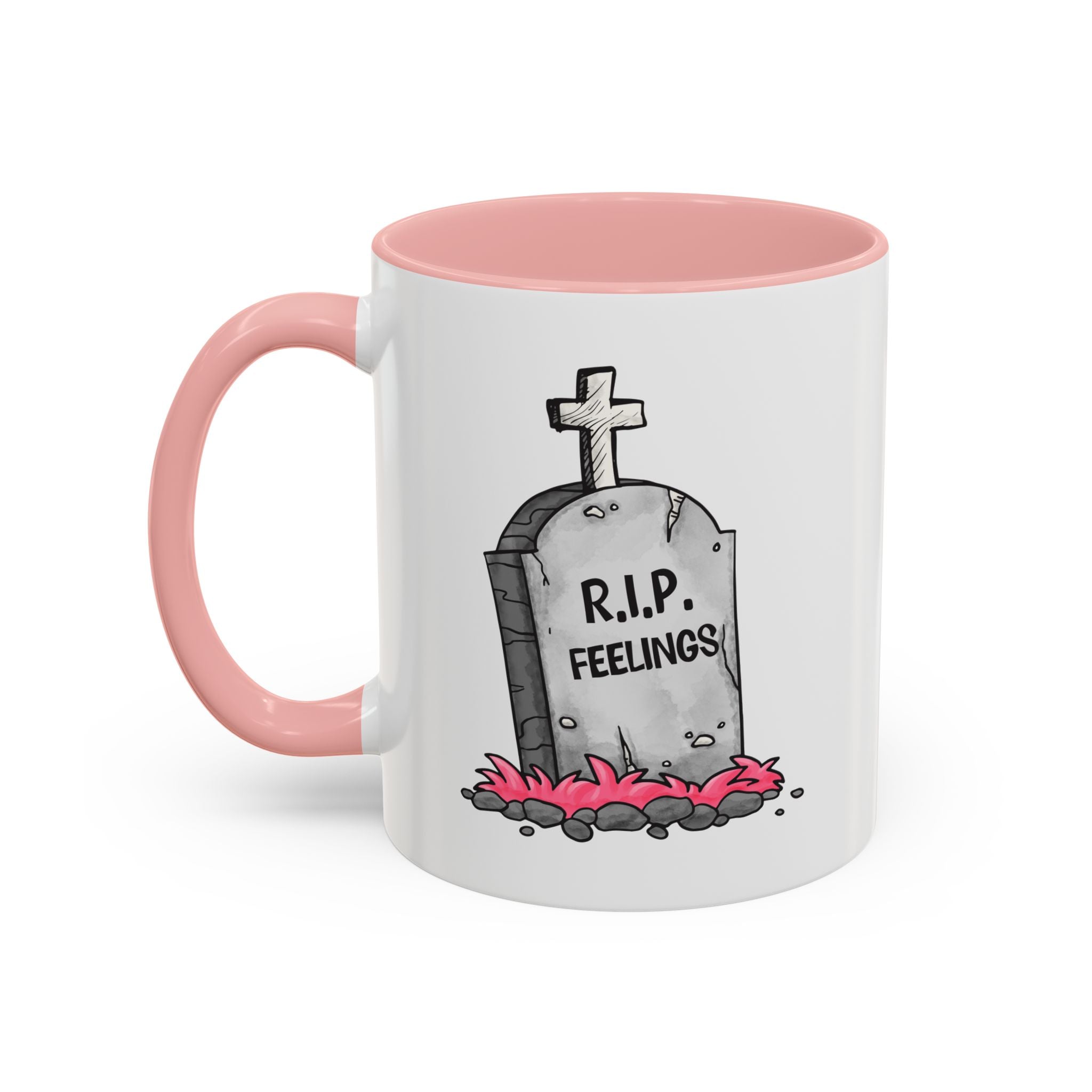 Coffee Mug — RIP Feelings Tombstone Accent Mug anti valentine