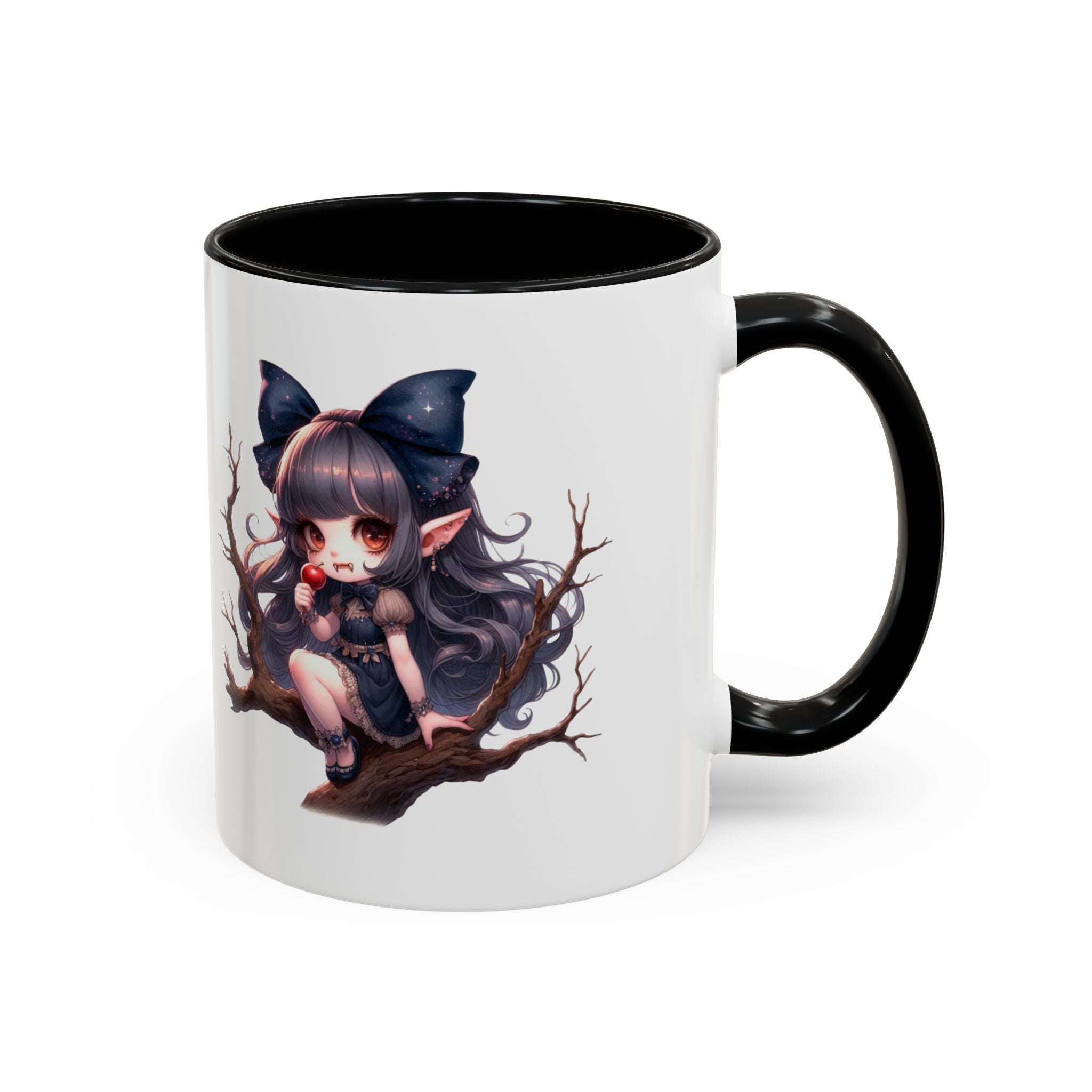 gothic vampire girl in tree horror art Accent Coffee Mug (11, 15oz) png16