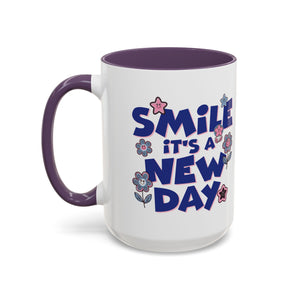 Inspirational Flower Design Coffee Mug - "Smile It's a New Day" - Perfect Gift for Coffee Lovers