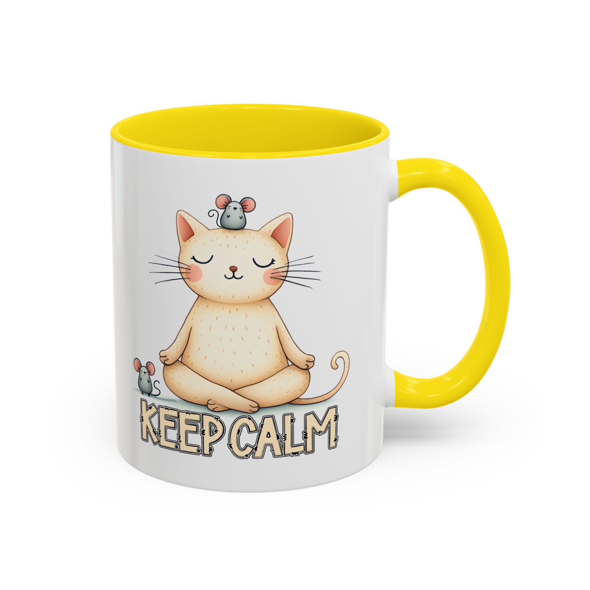 Serene Cat Coffee Mug, Funny Pet Lover's Gift, Cute Keepsake for Relaxation, Relaxing Drinkware, Quirky Home Decor