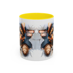 Cute Dog Peeking Coffee Mug, Pet Lover Gift, Yorkshire Terrier Mug, Animal Lover Coffee Cup, Dog-Themed Drinkware, Doggie Mug