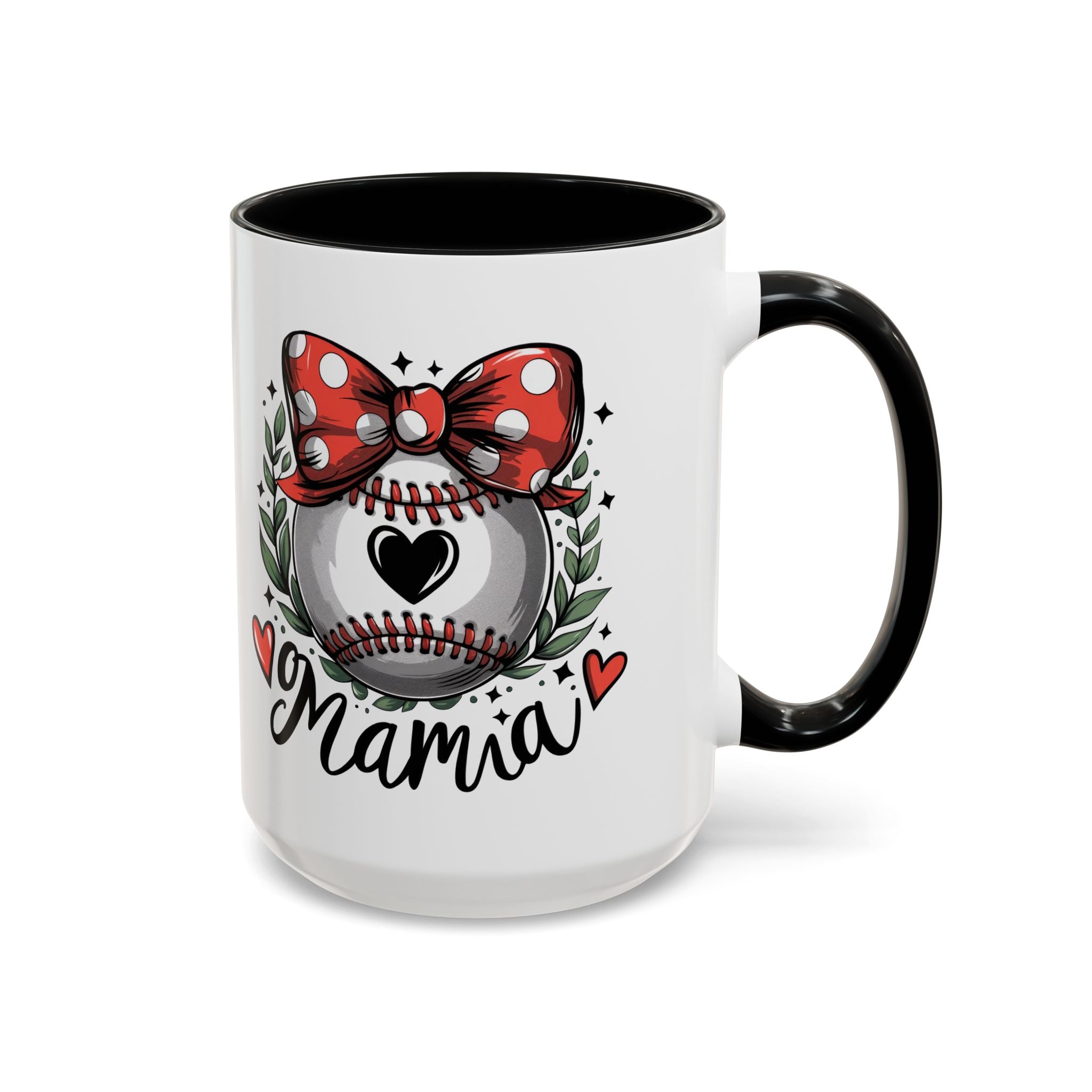 Mama's Accent Coffee Mug | Baseball & Heart Design | Gift for Mom, Mother's Day, Birthday, Coffee Lovers, Baseball Fans
