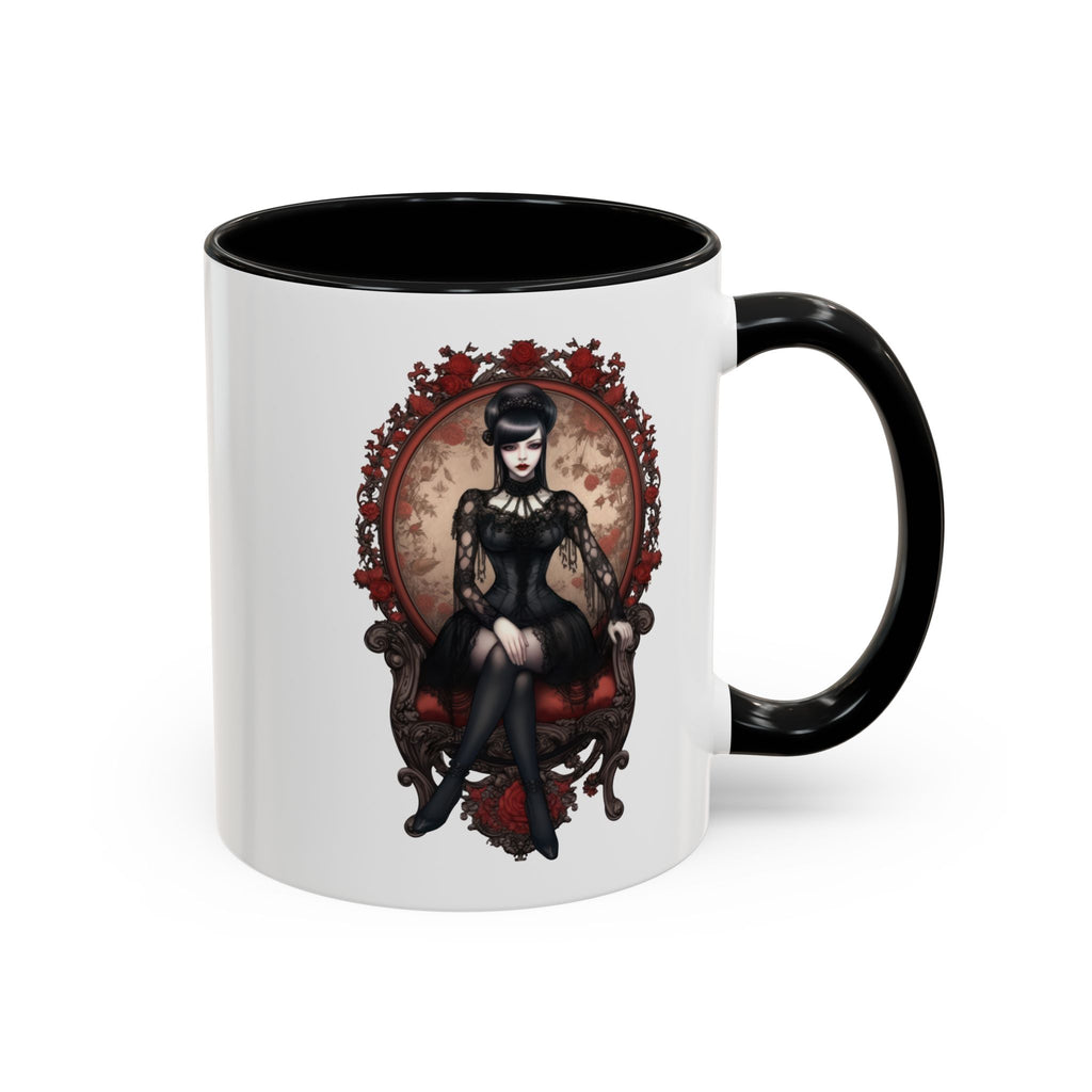 Gothic Elegance Coffee Mug - Unique Black Accent Mug for Witchy Vibes, Perfect Gift for Halloween, Goth Decor, Coffee Lovers, & Spooky