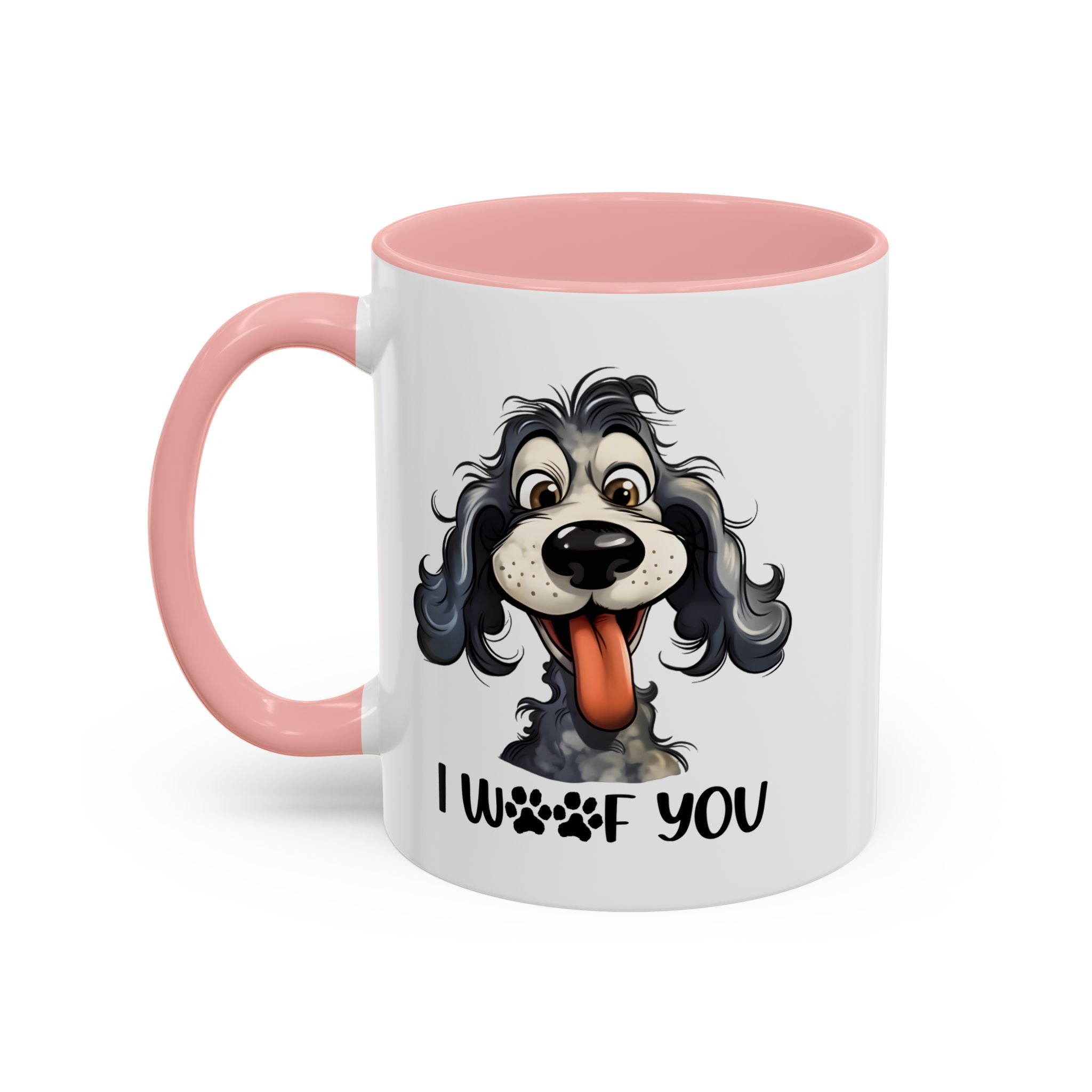 Dog Lover's Accent Coffee Mug - I Woof You, Pet Gift, Animal Lover Cup, Dog Mom Mug, Cute Dog Design, Fun Coffee Cup