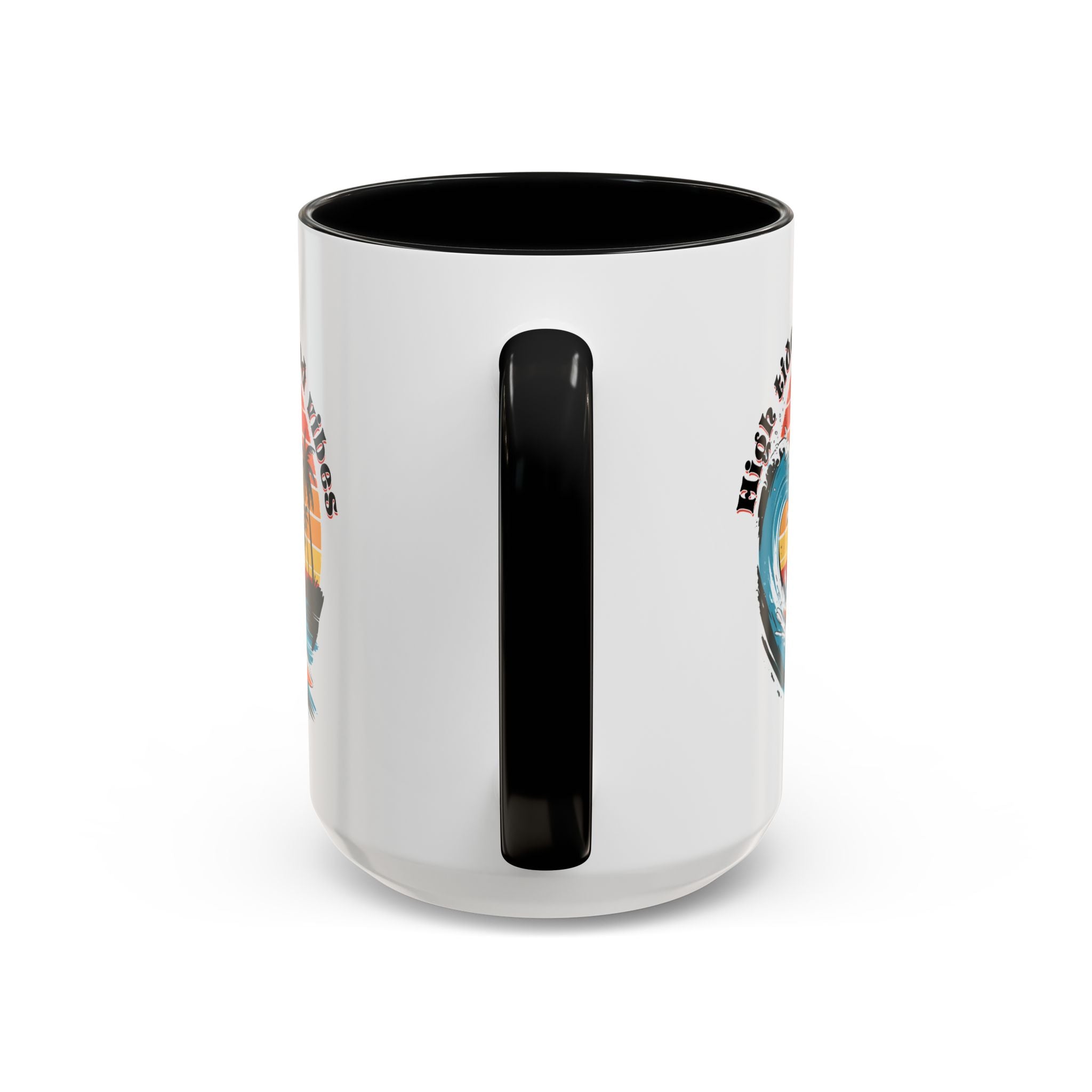 Surfing Cat Coffee Mug - High Tides & Good Vibes - Beach Lover Gift animal lover funny