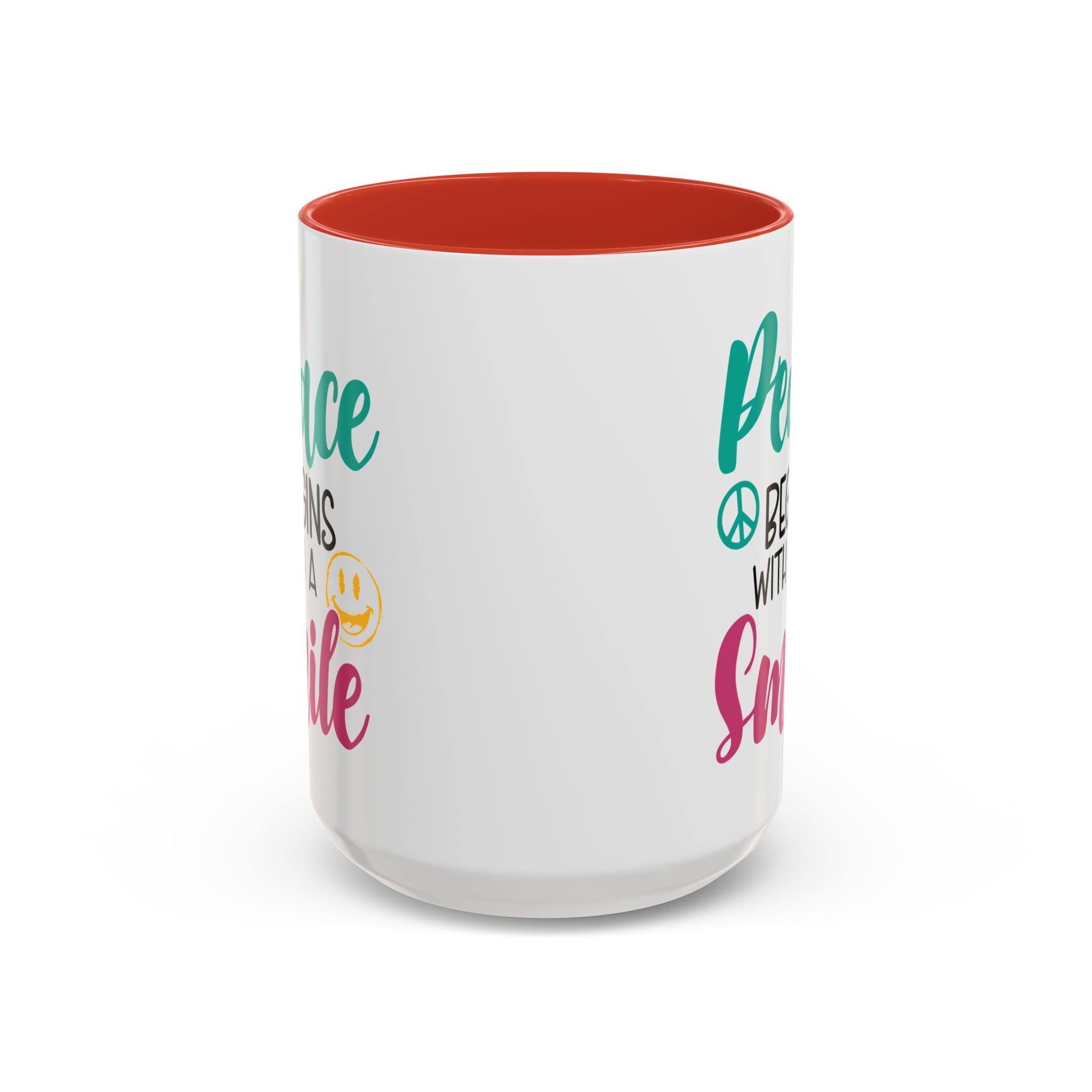 Inspirational Peace Coffee Mug - "Peace Begins with a Smile" - 11oz & 15oz