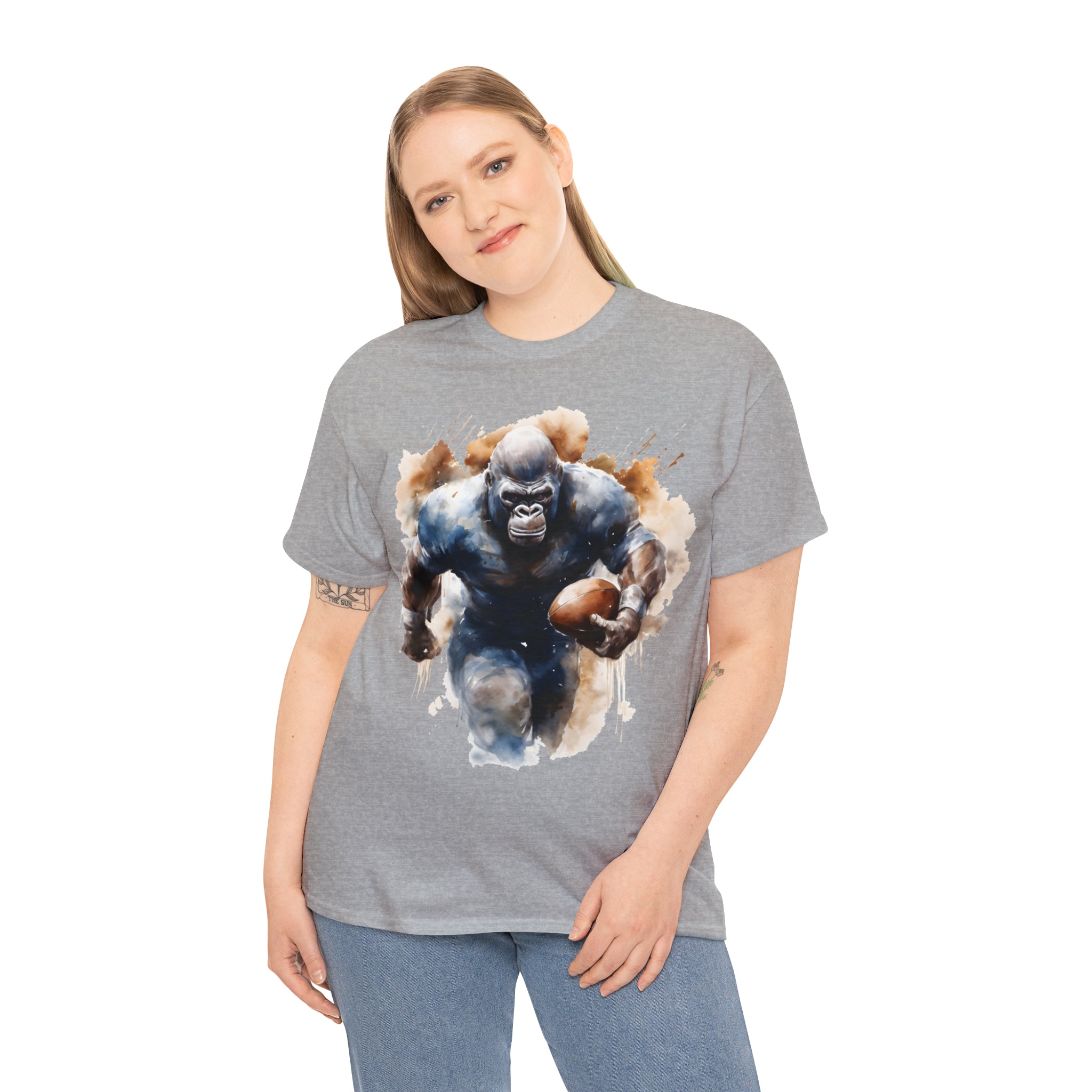 funny Football gorilla t shirt gift Unisex Heavy Cotton Tee