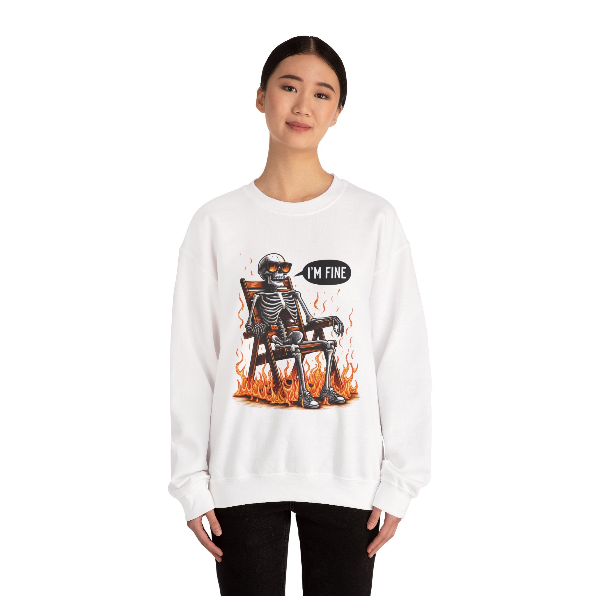 Chill Vibes Skeleton Sweatshirt, Unisex Crewneck, Perfect for Halloween, Casual Wear, Gift for Friends, Cozy Lounge Wear