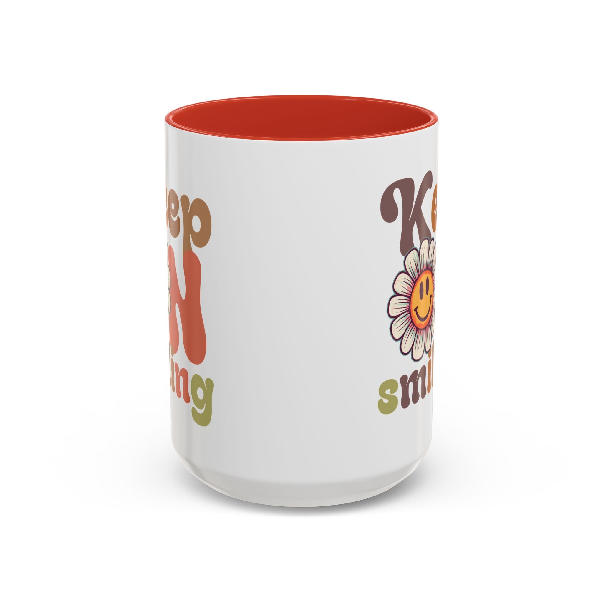 Keep Smiling Floral Coffee Mug - Cheerful 11 & 15oz Accent Mug for Daily Motivation