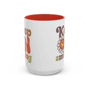 Keep Smiling Floral Coffee Mug - Cheerful 11 & 15oz Accent Mug for Daily Motivation