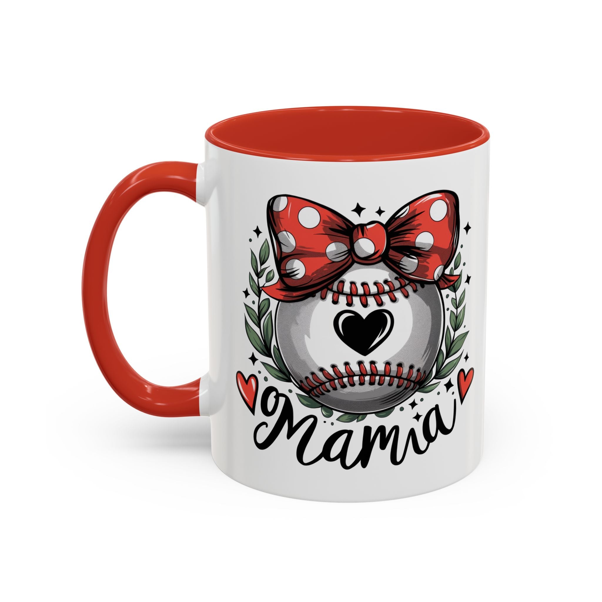 Mama's Accent Coffee Mug | Baseball & Heart Design | Gift for Mom, Mother's Day, Birthday, Coffee Lovers, Baseball Fans