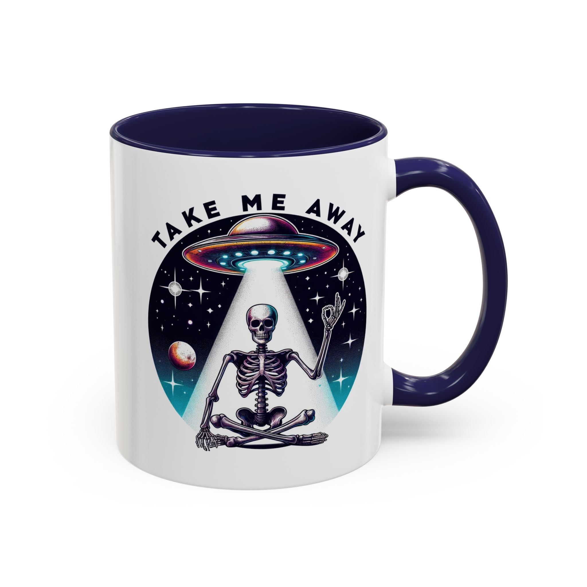 Galactic Skeleton Coffee Mug, Take Me Away Mug, Space-Themed Mug, Unique Gift for alien Lovers, Sci-Fi Cafe Mug