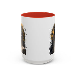 Gothic Art Accent Mug - Artistic Skull & Lady Design, Unique Coffee Cup for Halloween, Gift for Her, Decorative Kitchenware, Dark Aesthetic