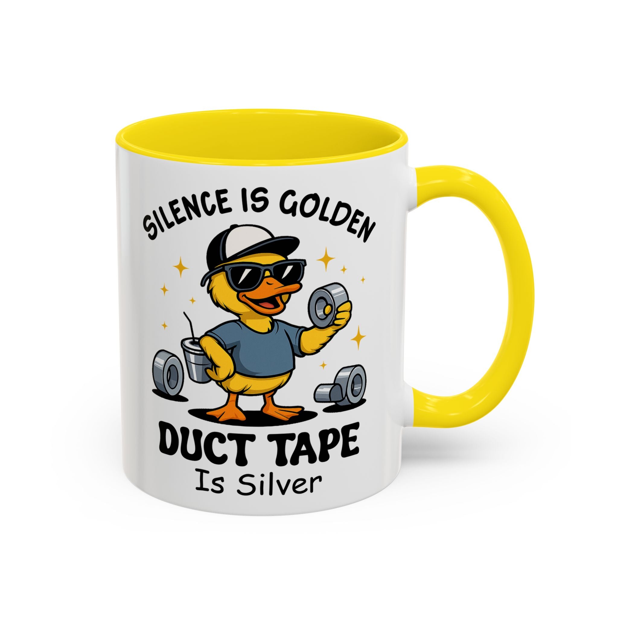 Silence Is Golden Duct Tape Is Silver Mug — Funny Duck Repair Coffee Mug (11/15 oz)