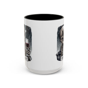 Stylish Skull Coffee Mug, Gothic Drinkware, Staying Alive Gift for Halloween, Funny Office Mug, Alternative Drinkware