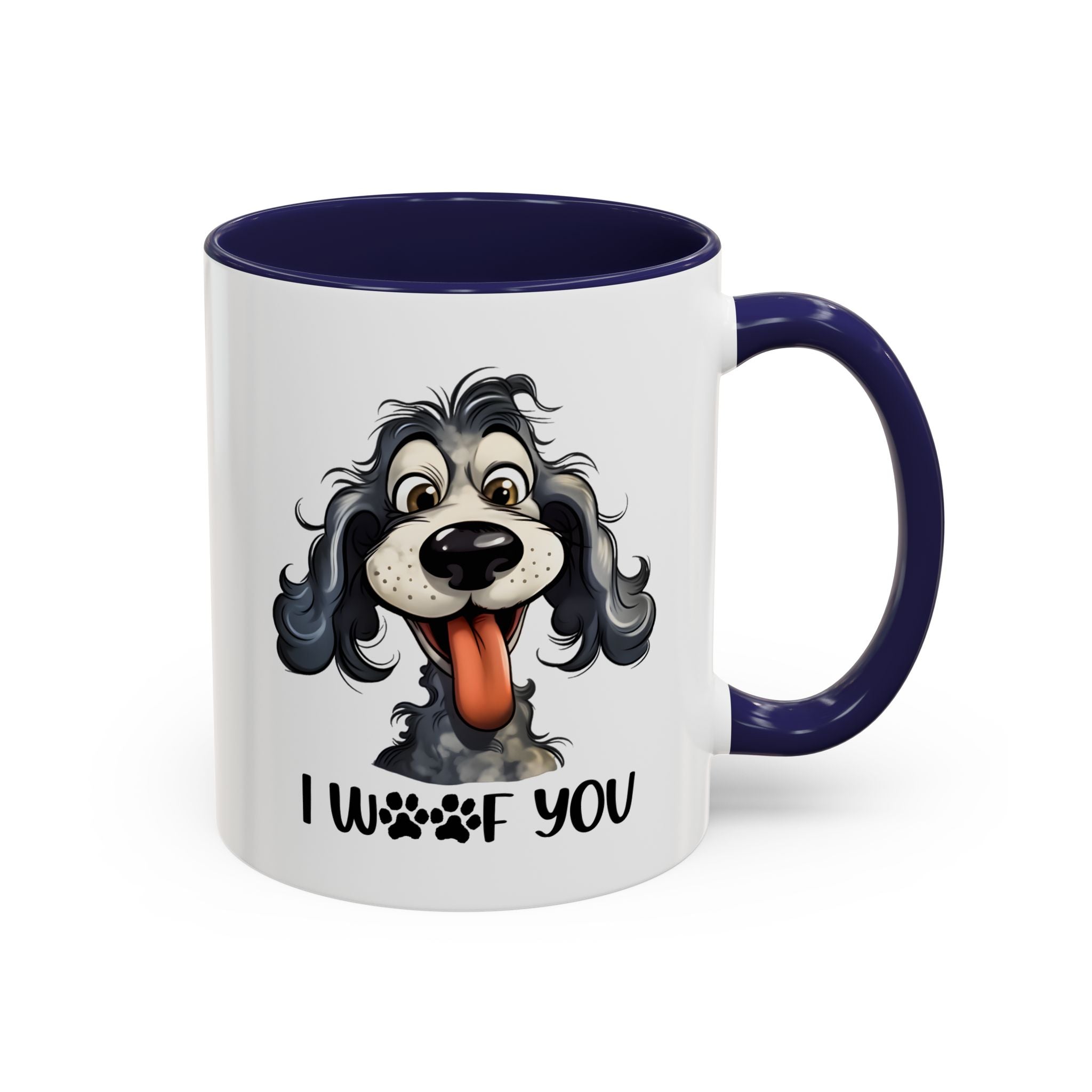 Dog Lover's Accent Coffee Mug - I Woof You, Pet Gift, Animal Lover Cup, Dog Mom Mug, Cute Dog Design, Fun Coffee Cup