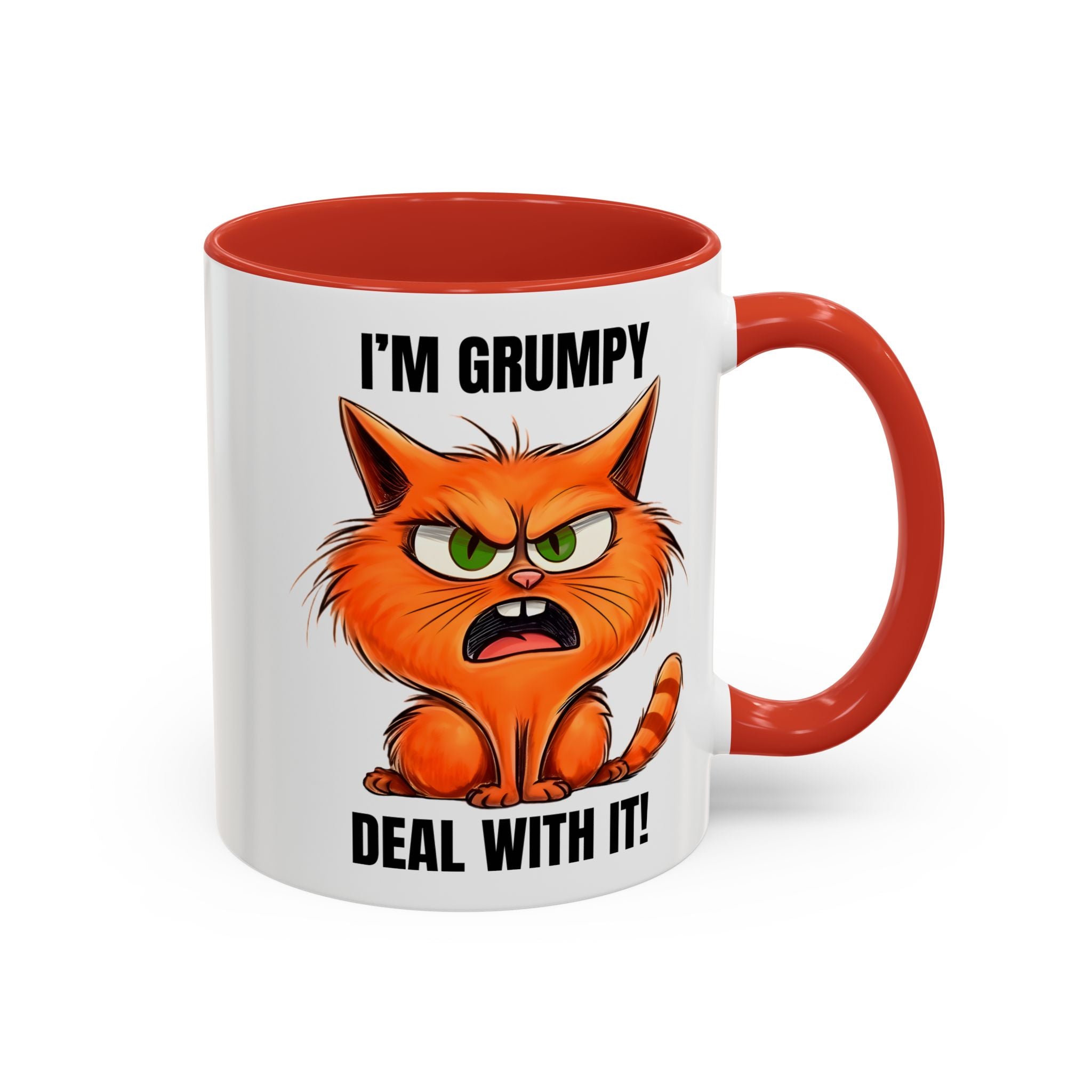 I'm Grumpy Cat Accent Coffee Mug – Funny Cat Gift, 'Deal With It' 11/15oz