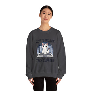 Tech Support Cat Crewneck Sweatshirt – Fun Gift for IT Lovers