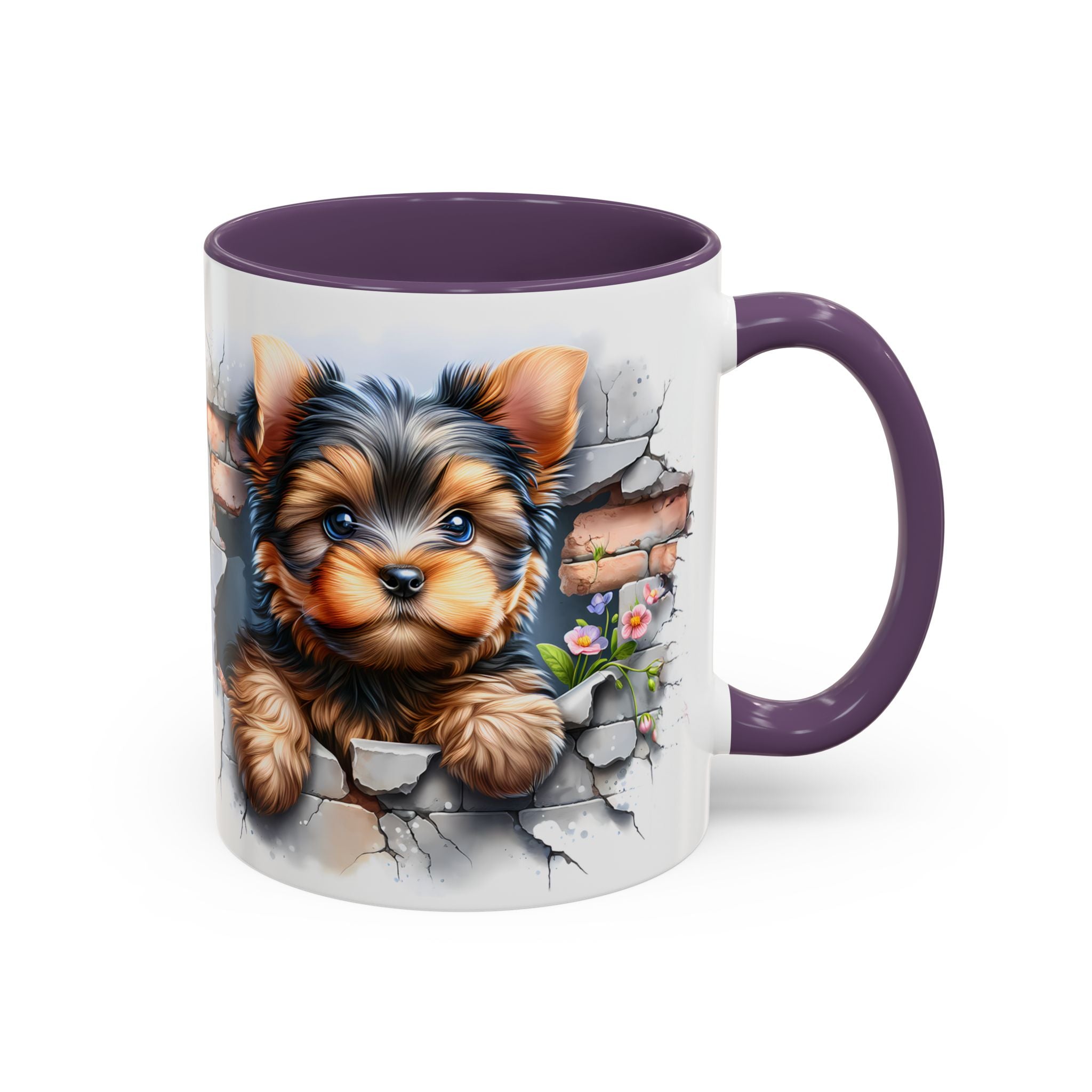 Cute Dog Peeking Coffee Mug, Pet Lover Gift, Yorkshire Terrier Mug, Animal Lover Coffee Cup, Dog-Themed Drinkware, Doggie Mug